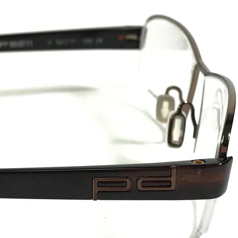 Porsche Design Eyeglasses Frames P8211 A Brown Rectangular Half Rim 52-17-140